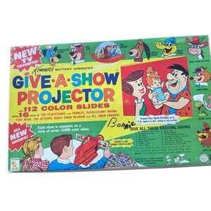 Give-A-Show Projector (1963, Kenner) Set of 16 Slides Box Working Flintstones